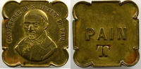 Münzen Jeton Numismatique des Sociétés de Bienfaisance Conférence de Saint Vincent de Paul carré aux coins arrondis en laiton 23mm PAIN contremarqué T TTB+ -