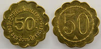 Münzen Notgeld von Messes und Militärkreise 5° Régiment d'Artillerie de Campagne 50 c laiton, rond festonné 23mm (Besançon) FDC -