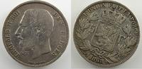 Münzen 5 Francs Belgien Léopold II (1865-1909) position A coins tournés 30° horaire TB+ -
