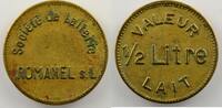 Münzen jeton Schweiz, Notgeld und Jetons Romanel sur Lausanne Valeur 1/2 litre lait Société de Laiterie rond en laiton 20mm TTB -