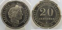 Münzen 20 Centimes G.316 deuxième type Merley Essai flan à 20 pans PCGS-SP65 FDC -
