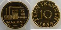 Münzen 10 Franken Saarland G.1 Essai PCGS-SP65 FDC -