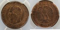 Münzen 2 Centimes G.103 Napoléon III tête nue ancre (Marseille) PCGS-MS64RB pr.FDC -
