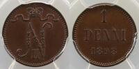 Münzen 1 Penni Finlande Nikolaus II (1894-1917) PCGS-MS64BN pr.FDC -
