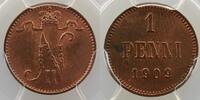 Münzen 1 Penni Finlande Nikolaus II (1894-1917) PCGS-MS63RB SUP/FDC -