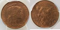 Münzen 5 centimes Frankreich Coins tournés étoile coins tournés à 40° anti-horaire PCGS-MS65RD FDC -