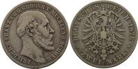 Münzen Grossherzogtum von Mecklenburg-Schwerin   Friedrich-Franz II   (1842-1883)          TB 2 Mark 1876 A 