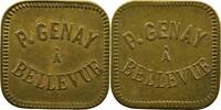 CHANTEHEUX (54) P. Genay à Bellevue Sans valeur Laiton, carré coins arrondis 21mm TTB+ -
