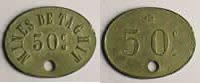 Französische Kolonialmünzen Lec.381 50 Cent. ZnNi, Ov troué 20x26 mm TTB