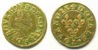 Feudalmünzen Double Tournois au col avec collerette en dents de scie (François de Bourbon