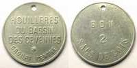 Münzen Jeton Numismatik der Bergwerken Houillères du bassin des Cévennes de Chauffage Bon 2 sacs de bois Alu, R tr 40mm TTB+ -