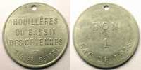 Münzen Jeton Numismatik der Bergwerken Houillères du bassin des Cévennes de Chauffage Bon 1 sac de bois Alu, R tr 38,5mm TTB+ -