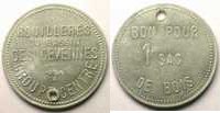 Münzen Jeton Numismatik der Bergwerken Houillères du bassin des Cévennes de Chauffage Bon pour 1 sac de bois Alu, R tr 38,5mm TTB -