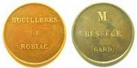 Münzen Numismatik der Bergwerken Robiac-Bessèges Houillères de Robiac SVI Cu, R 25mm TB -