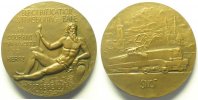 Münzen Numismatik der Eisenbahnen   Electrification Strasbourg-Bâle   BELMONDO       50mm    SUP bronze octobre 1957 