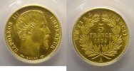 Französischen gold Münzen 1854 A (Paris) tranche lisse PCGS-MS64 pr.FDC