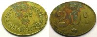 Münzen Notgeld von Messes und Militärkreise 107° Régiment d'Infanterie Elie 10.3 20 c Lt,Ov 22x29 mm TB+ -