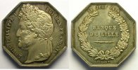 Münzen Jeton Numismatik der Bank Banque de Lille octogonal en argent Louis-Philippe I SUP -