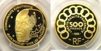 Französischen gold Münzen G.7 70 Ecus/500 Fr. Jean Monnet 1992 PCGS-PR68DCAM BE