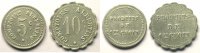 Münzen ALBERT (80) Comptoirs Albertins Elie 10.1 et 10.3 5 c et 10 c Al, R et Al, Rl 21 et 23,5mm TTB/TTB+ -