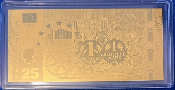 Gold Gedenkprägung 25 Jahre Deutsche Einheit 2015 www.ma-shops.de