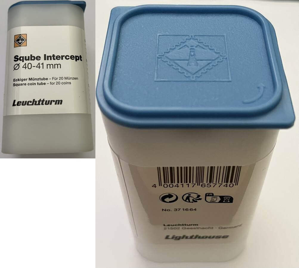 Leuchtturm Sqube Intercept Stapelbare Muntentubes Voor 20 Munten Met Een Diameter Van 38 41 Mm