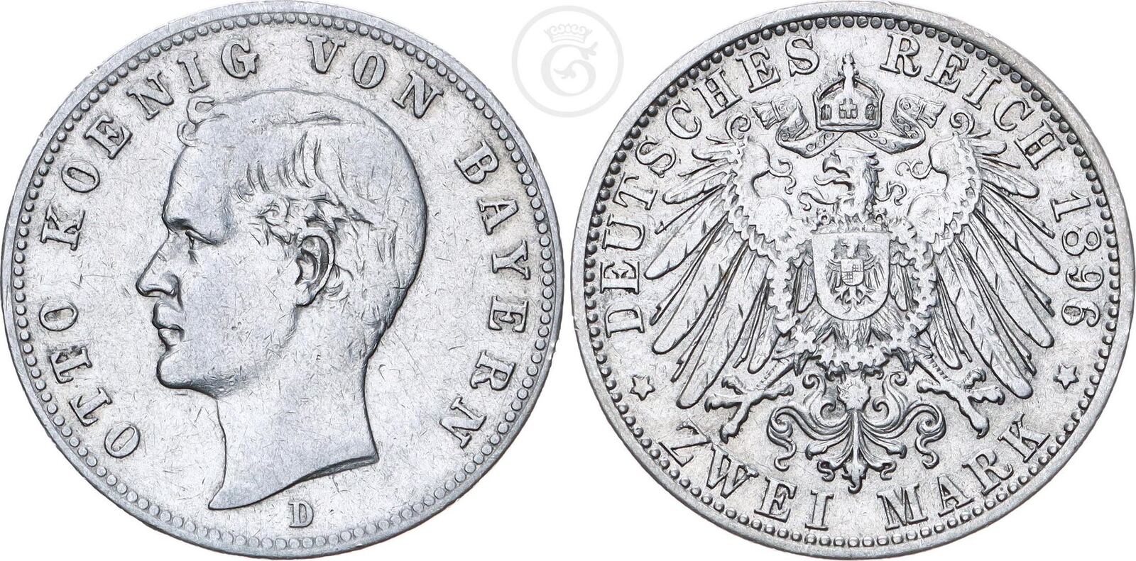 Deutsches Kaiserreich Bayern 2 Mark 1896 D 2 Reichsmark K nig Otto 
