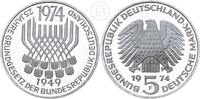 Deutschland BRD 5 Mark 5 Deutsche Mark - 25 Jahre Grundgesetz der Bundesrepublik Deutschland -
