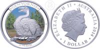 1 Dollar 1 Unze Silber 2015 Australien Genyornis - Australian Age of Dinosaurs - Silbermünze mit Farbapplikation bu in Kapsel