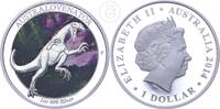 1 Dollar 1 Unze Silber 2015 Australien Australovenator - Australian Age of Dinosaurs - Silbermünze mit Farbapplikation bu in Kapsel