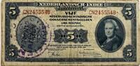 Nederlands-Indië vijf gulden 1943 With stamp for use in New-Guinea SS