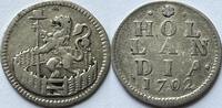 Noordelijke Nederlanden (Holland) zilveren afslag duit 1702 SS