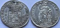 tien stuiver of halve gulden 1748 Nederland  AU/UNC