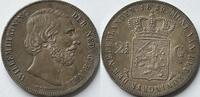 Nederland 2,5 gulden 1859 very attractive patina, small edge defect AU