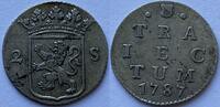 Noordelijke Nederlanden (Utrecht) dubbele stuiver 1787 Betere variant met kabelrand SS