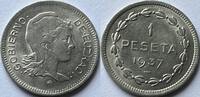 Spain (Euzkadi) one peseta 1937 with original lustre AU