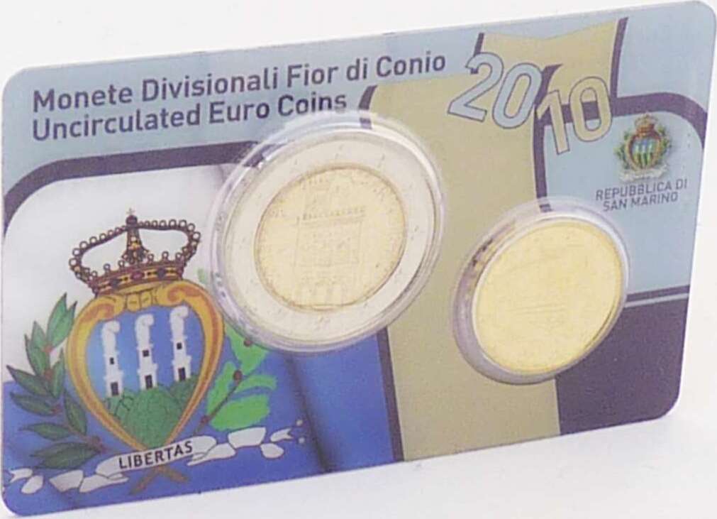 San Marino Kursmünzensatz 2 10 Euro Minisatz 2010 st OVP prägefrisch