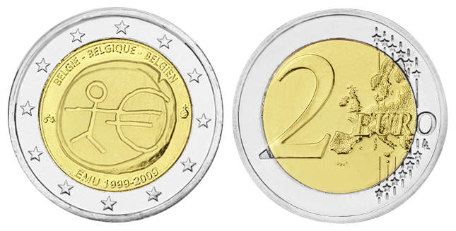 2 Euro Belgien - 10 Jahre Wirtschafts- und Währungsunion ...