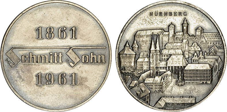 Medaille 1961 Nurnberg 1961 Schmitt Sohn Silber 1961 33 Mm 22 G 100 Jahre Ma Shops