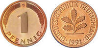 Deutschland 1 Pfennig 1991 Deutschland circuliert 0,30 EUR inkl. MwSt., zzgl. 4,90 EUR Versand