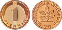 Deutschland 1 Pfennig 1992 Deutschland circuliert 0,30 EUR Differenzbesteuert nach §25a UStG zzgl. 4,90 EUR Versand