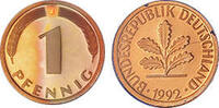 Deutschland 1 Pfennig 1992 Deutschland circuliert 0,30 EUR inkl. MwSt., zzgl. 4,90 EUR Versand