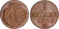 1 Heller 1805 Sachsen, Albertiner vorzüglich +