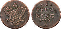 Bayern, Herzogtum 1 Pfennig 1766 Bayern, Herzogtum sehr sch&ouml;n 60,00 EUR  zzgl. 4,90 EUR Versand