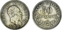 50 Centesimi 1866 Italien Kratzer, schön - sehr schön
