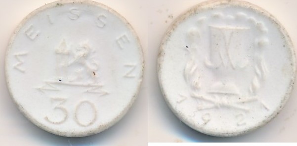 Sachsen 30 Pfennig 1921 Notgeld Weisses Porzellan Vorz glich MA Shops sachsen-30-pfennig-1921-notgeld-weisses-porzellan-vorz-glich-ma-shops