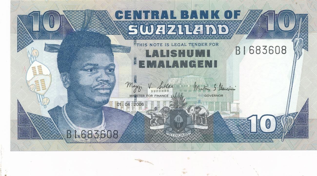 Swasiland 10 Emalangeni 06 Geldschein Banknote Konig Mswati Iii Swaziland Bankfrisch Unz Ma Shops