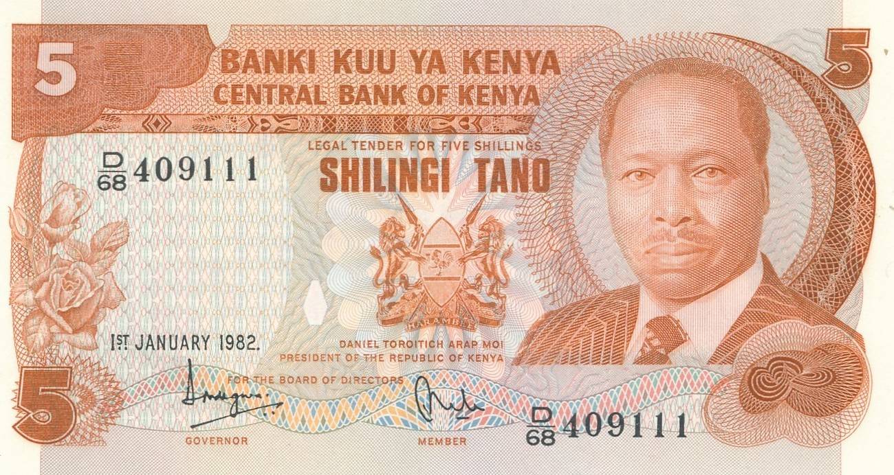 Kenia 5 Shilingi Tano 1982 Geldschein Banknote Kenya Kassenfrisch Unc Ma Shops