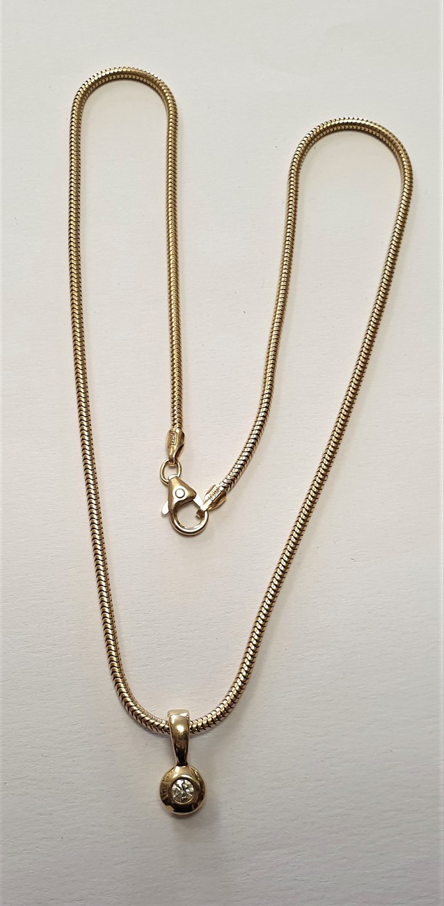 JeweBella 14K Vergoldet Damen Ketten Set - Schlangenkette Mit Geburtsstein Anhänger