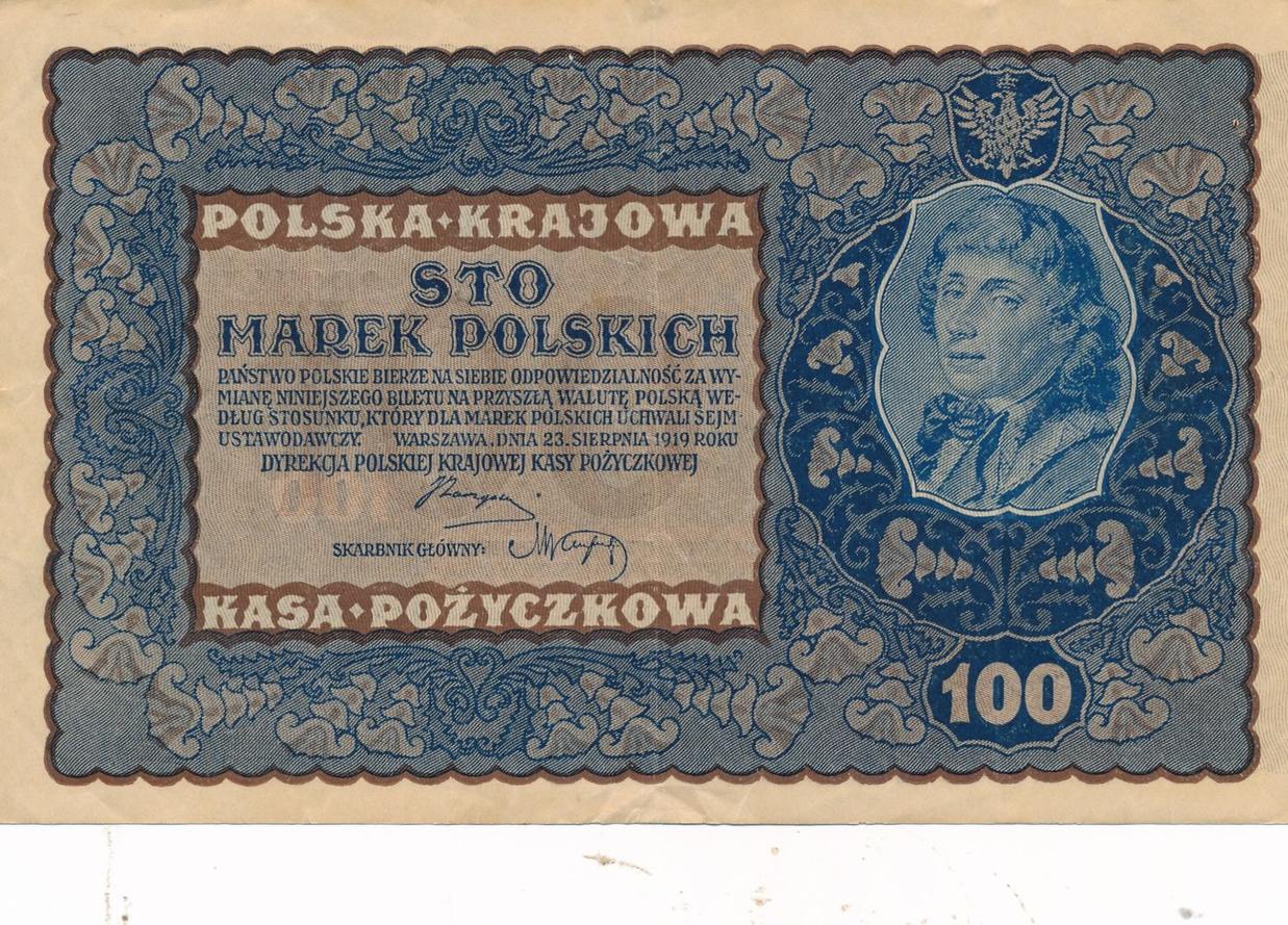 Polen 100 Marek 1919 Geldschein Banknote Sto Marek Polskich II-III | MA ...